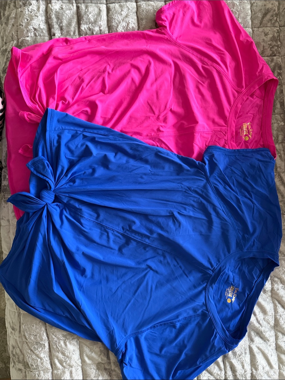 Lilly Pulitzer Hot Pink and Cobalt Blue Crop Tops in Luxletic Fabric